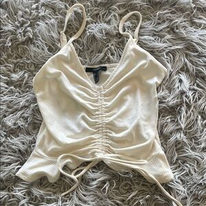 Forever 21 Cream Ruched Tie Front Camisole